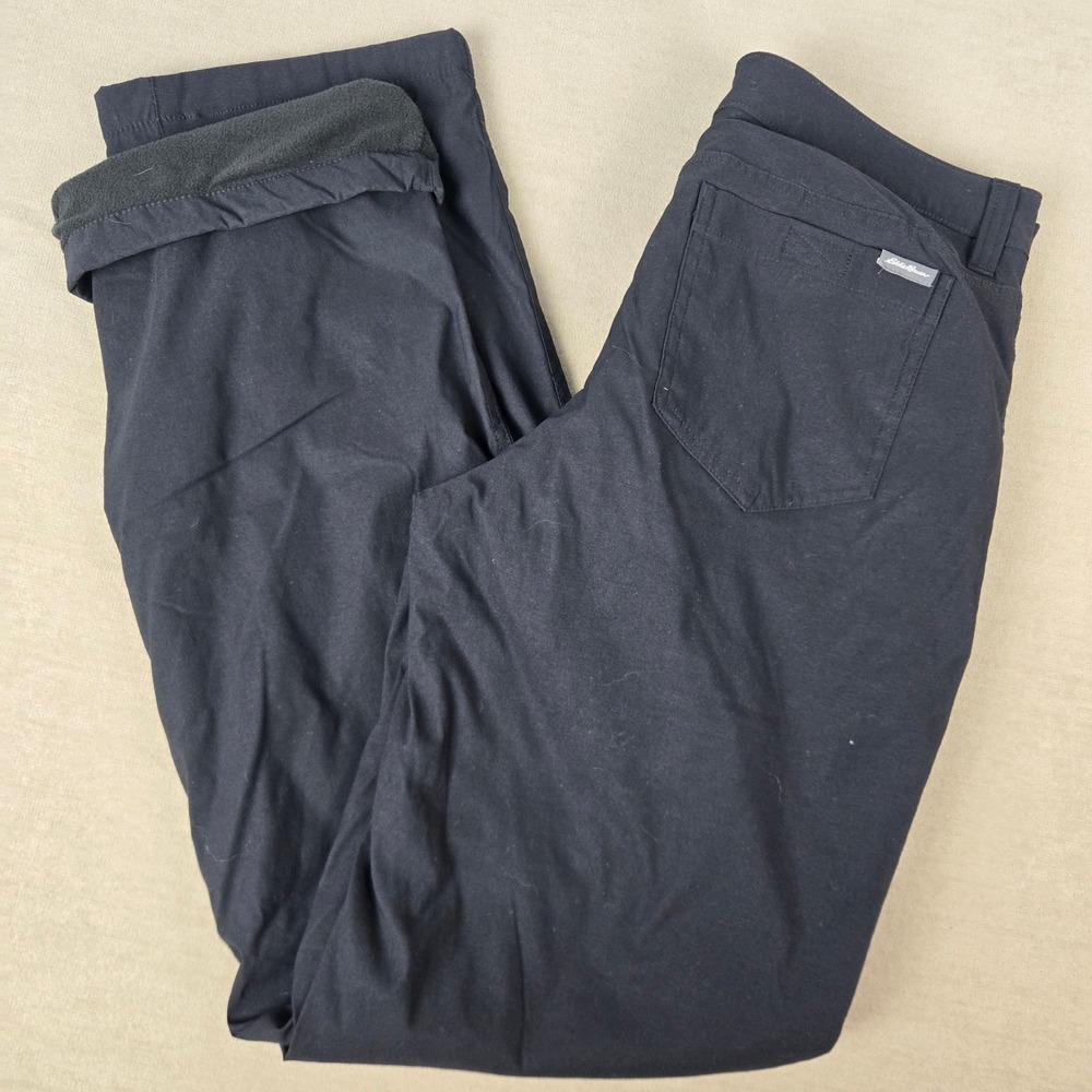 Eddie Bauer Mens Fleece Lined Tech Pants Black 32x34 Hiking Outdoor Stretch